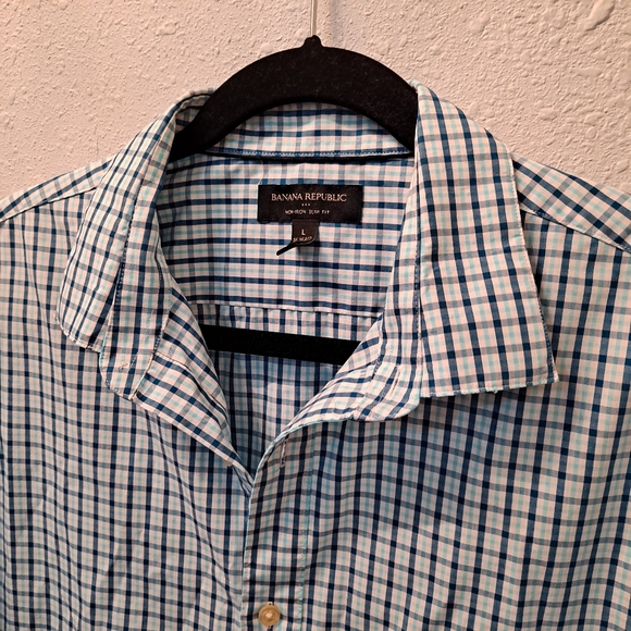 Banana Republic Blue Plaid Button Down Shirt - Picture 5 of 7